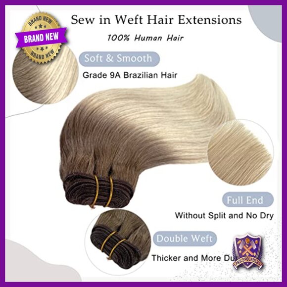 18 Inch Real Human Hair Extensions, 100G Double Weft Sew In Bundles main image 4